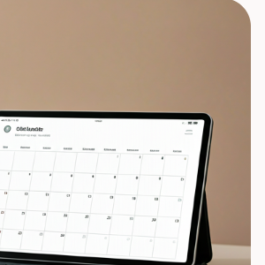 Tablet calendar representing monthly GLP-1 follow-up check-ins.